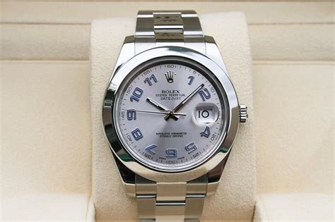 Rolex Datejust II Smooth Bezel Rhodium Grey Arabic Numeral.